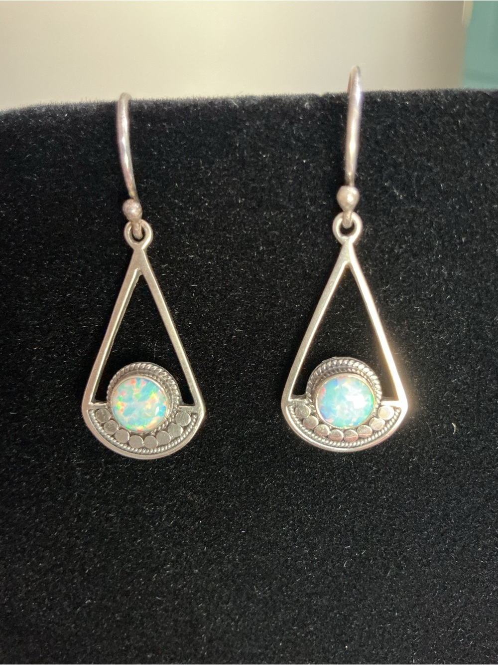 Annika Witt Sterling Teardrop Bali Opal Dangle Earrings